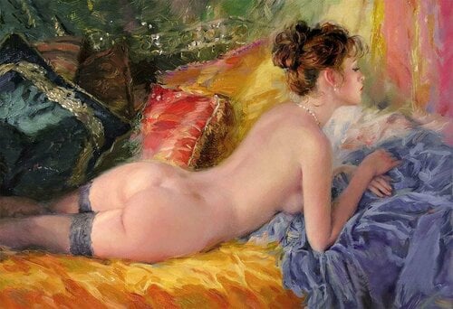Nude Women Portraits Oil Paintings Play Vintage Nude Oil Painting