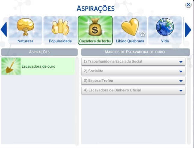Tradução da Aspiração Gold Digger - Caçadora de Fortunas - Mundo Sims  Official