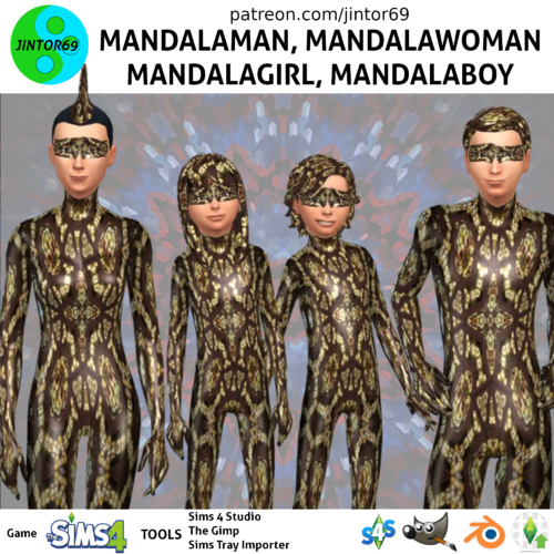 More information about "MandalaMan, MandalaWoman, MandalaBoy, MandalaGirl suits costumes tights for sims 4"