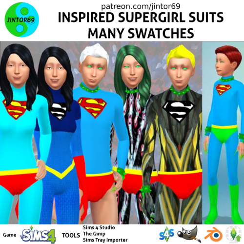 More information about "Supergirl Inspired suits costumes tights for sims 4"