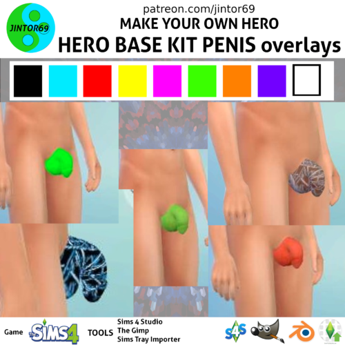 Penis Overlays (Raw color and fence style) for HeroBaseKit