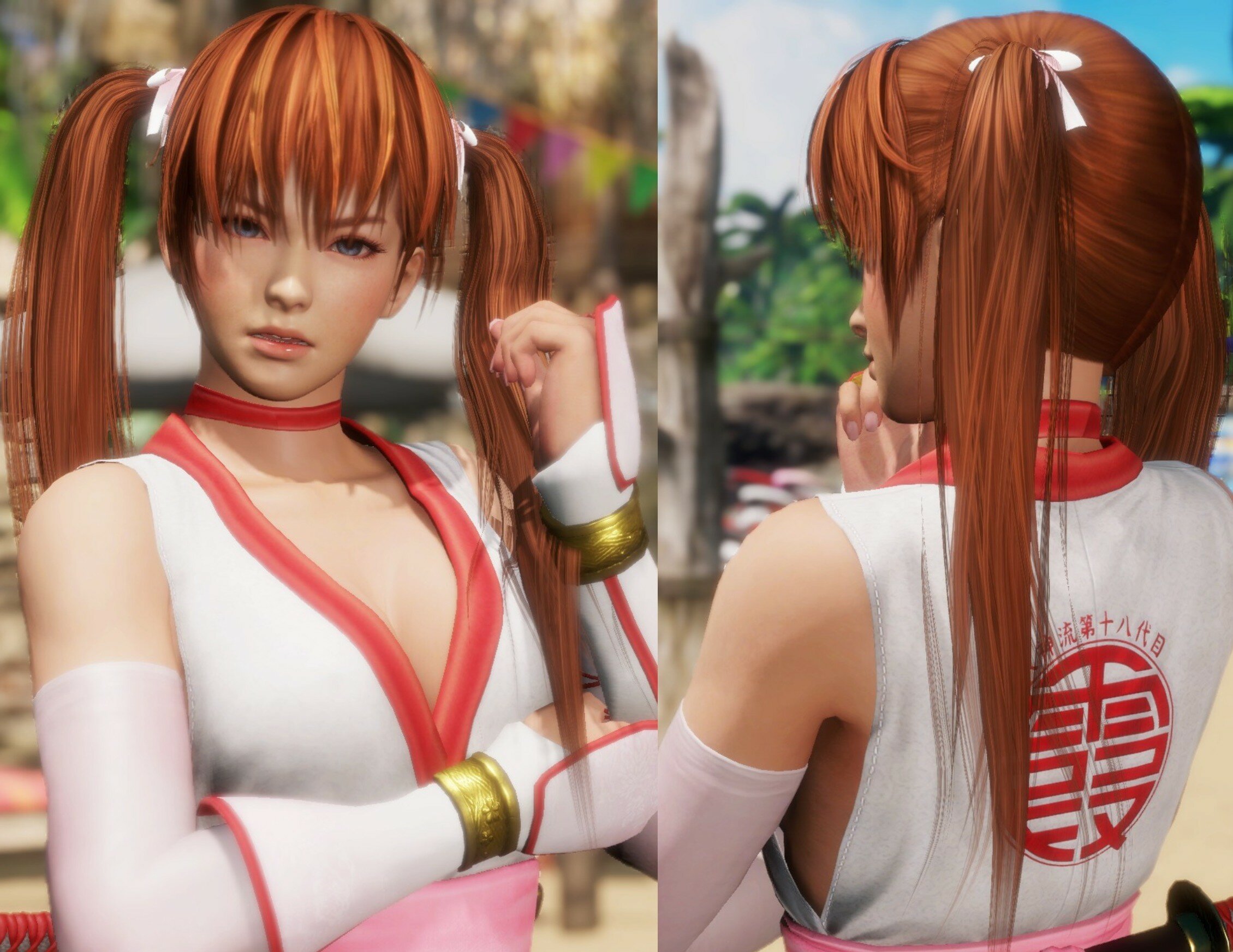 DOA6 Kasumi Twintails with Pink ribbons