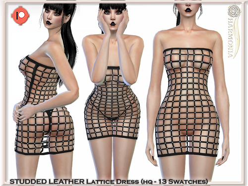 More information about "🖤 Studded Leather Lattice Dress"