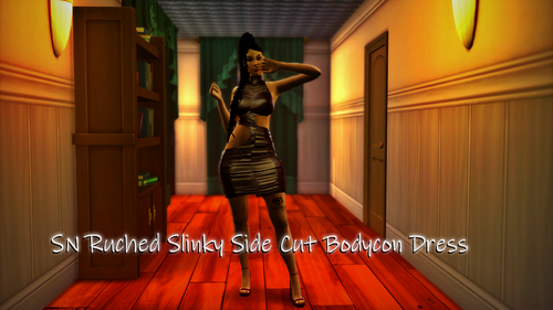 SN Ruched Slinky Side Cut Bodycon Dress