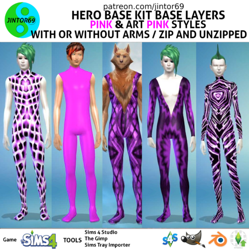 Hero Base Kit renewed base PINK layers for sims 4 (werewolves, mermaid, spellcaster, aliens, etc)