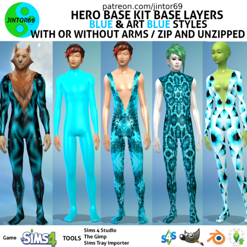 Hero Base Kit renewed base BLUE layers for sims 4 (werewolves, mermaid, spellcaster, aliens, etc)