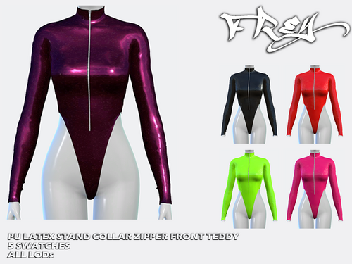 More information about "FR_PU Latex Stand Collar Zipper Front Teddy"