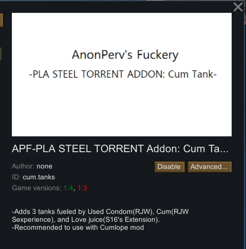 APF-PLA STEEL TORRENT Addon: Cum Tanks