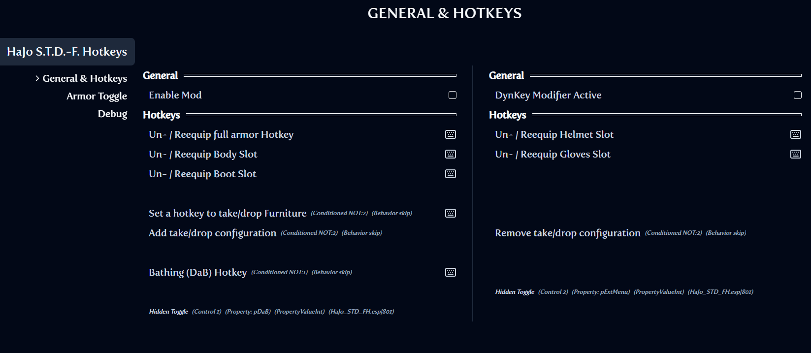 HaJo S.T.D.-F. Hotkeys