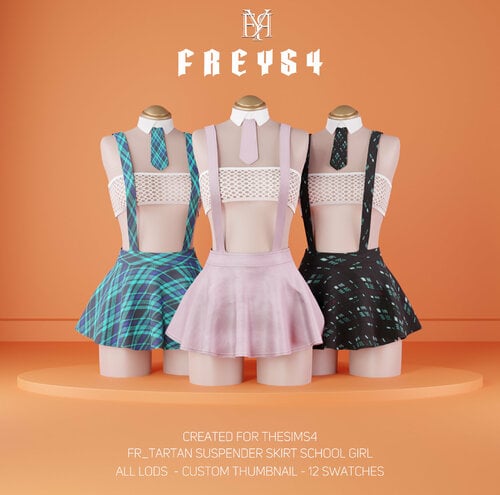 More information about "FR_Tartan Suspender Skirt School Girl"