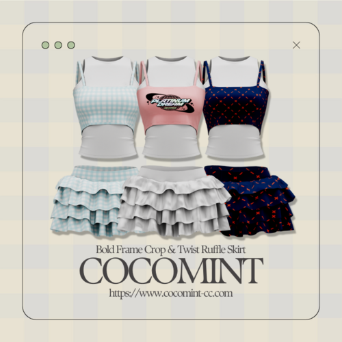 More information about "[cocomint] Bold Frame Crop & Twist Ruffle Skirt_Undressable"