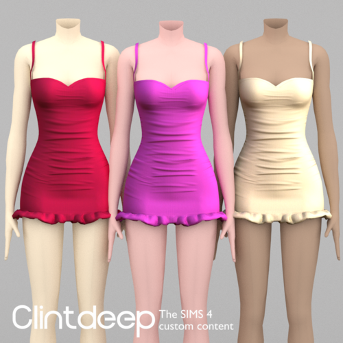 More information about "Clintdeep TS4 CC Evelyn Ruffle Mini Dress"