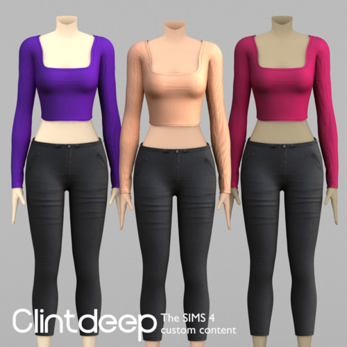 More information about "Clintdeep TS4 CC Jessica Long Sleeve Crop Top"