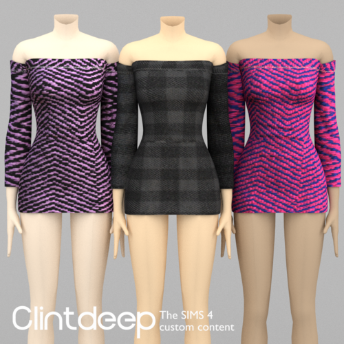 More information about "Clintdeep TS4 CC Rebecca Mini Dress Off-shoulder"