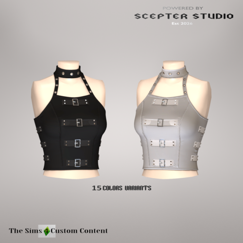 More information about "Marceline Buckle Strap Halter Neck Tank Top By Scepter"