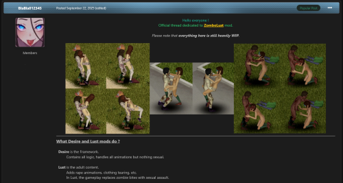 More information about "[Project Zomboid] ZomboLust - ZomboDesire Framework"