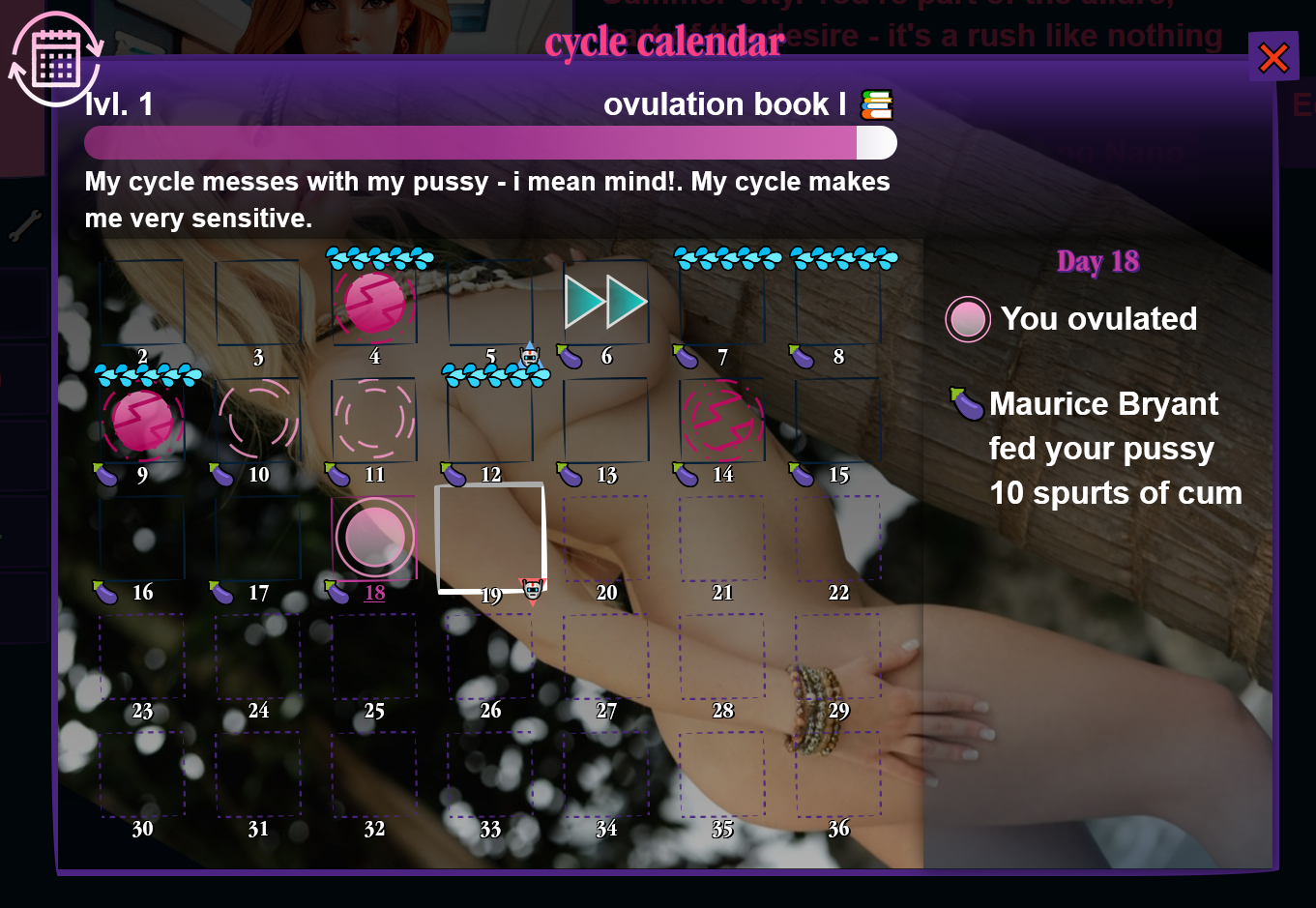 Creampie Overhaul FFoD Cycle Calendar Image Pack