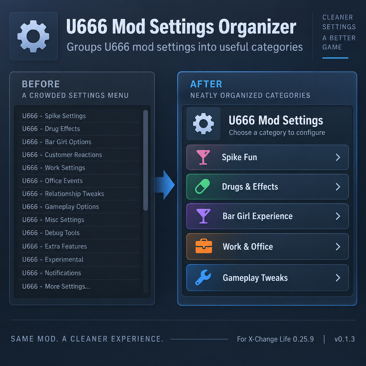 [XCL] U666 Mod Settings Organizer