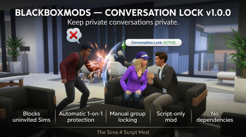 More information about "BLACKBOXMODS — CONVERSATION LOCK v1.0.0 The Sims 4 Script Mod"