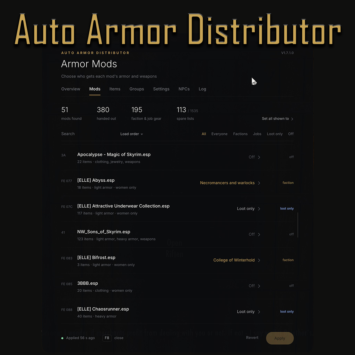 Auto Armor Distributor - AAD