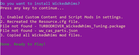 Необходимый файл сценария turbodriver wickedwhims отсутствует или не может быть загружен