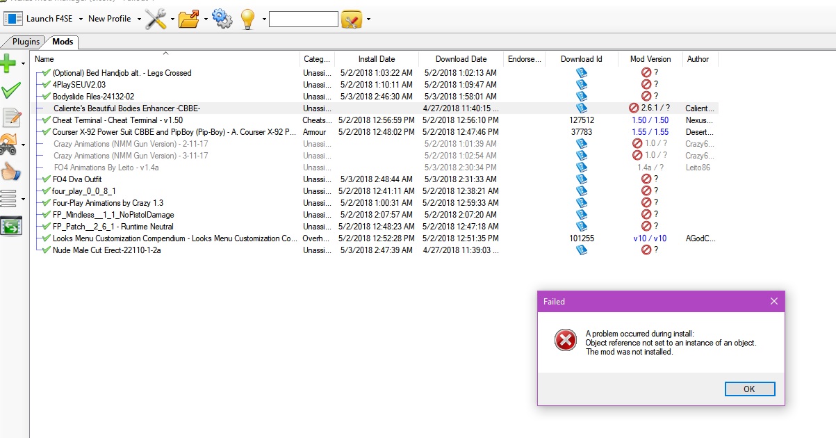 Error When Installing Mods - Fallout 4 Technical Support - LoversLab