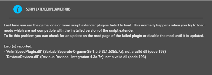 Script extender plugin errors Code 193 - Technical Support ...