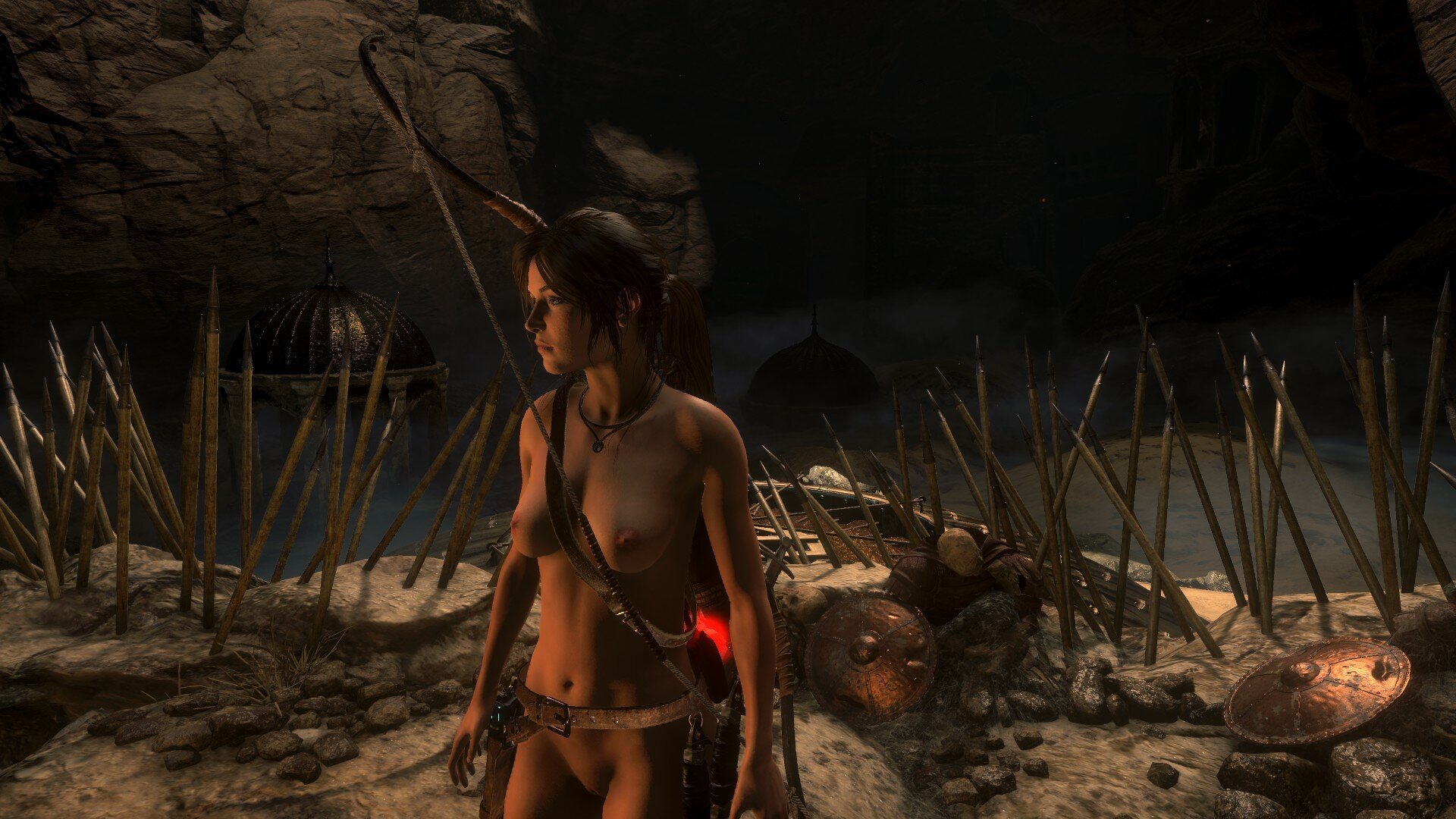 Naked Lara Croft in Rise of the Tomb Raider. 