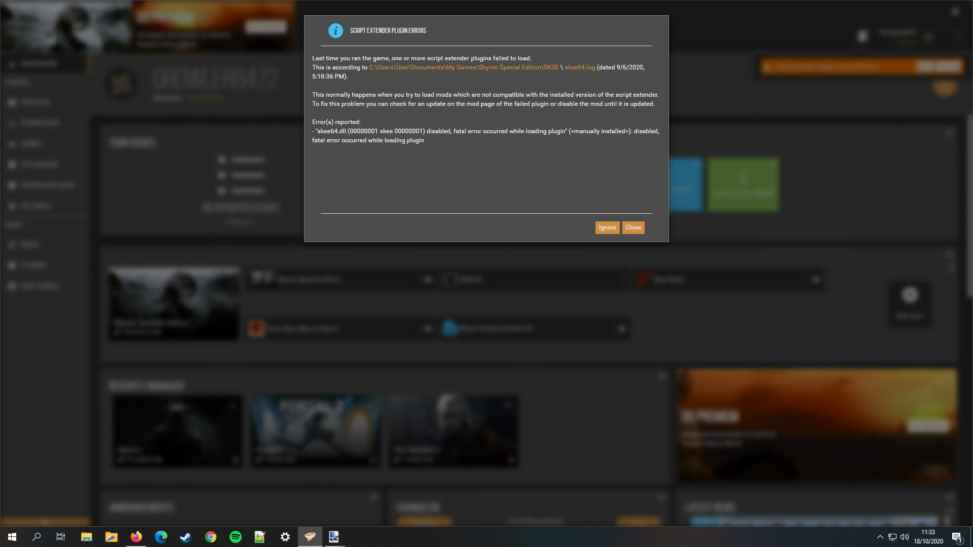 Racemenu skee64.dll disabled