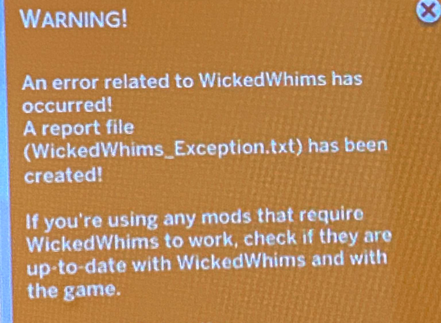 Last Exception Problem Technical Support Wickedwhims Loverslab