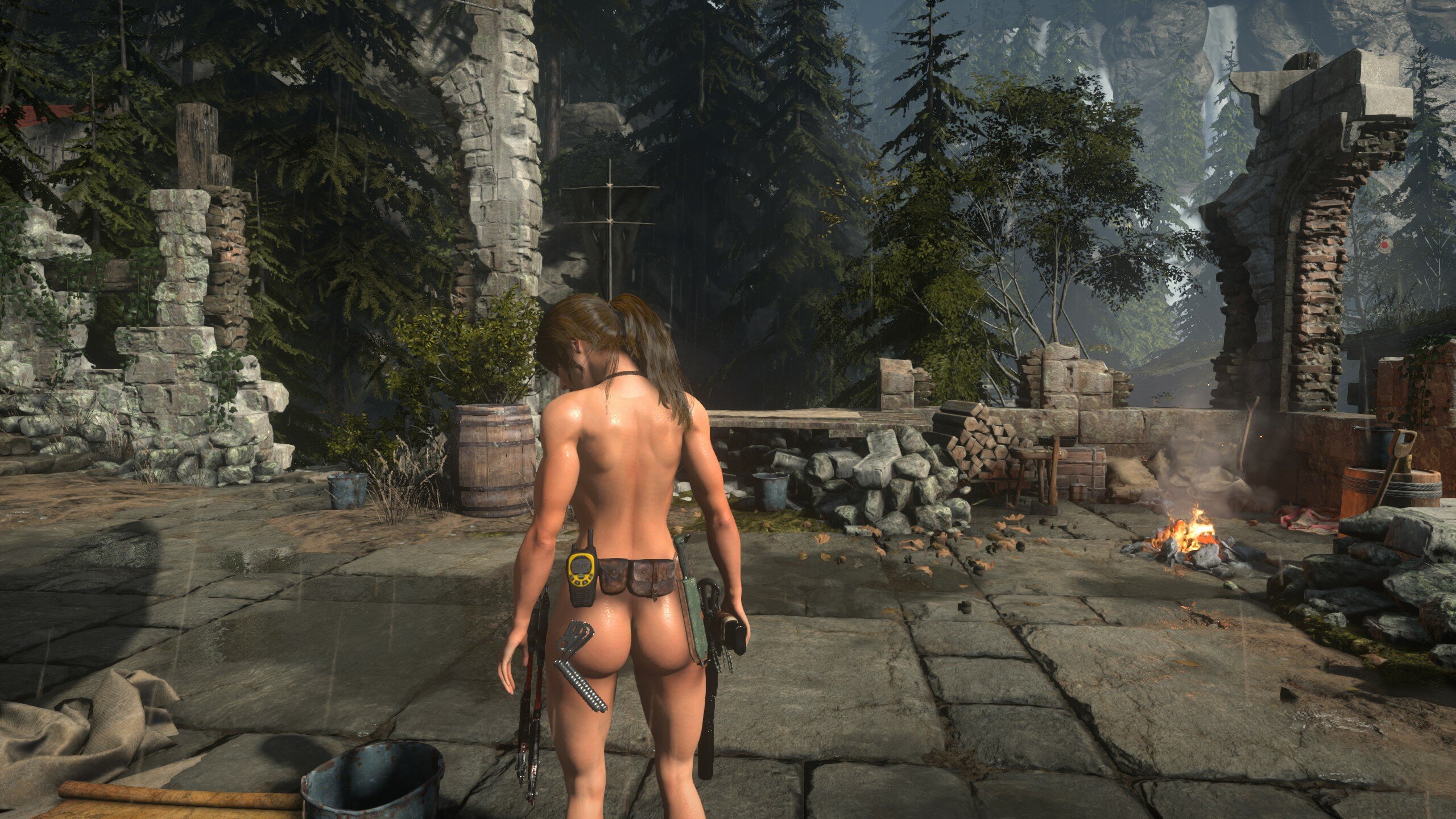 was there a way to get rid of the stuff on lara's back from the Expedi...