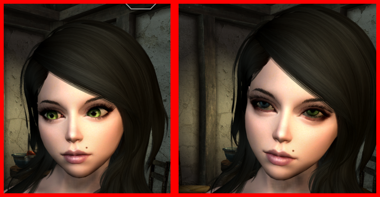Misaligned eyes but only when they're different colors (multiple mods