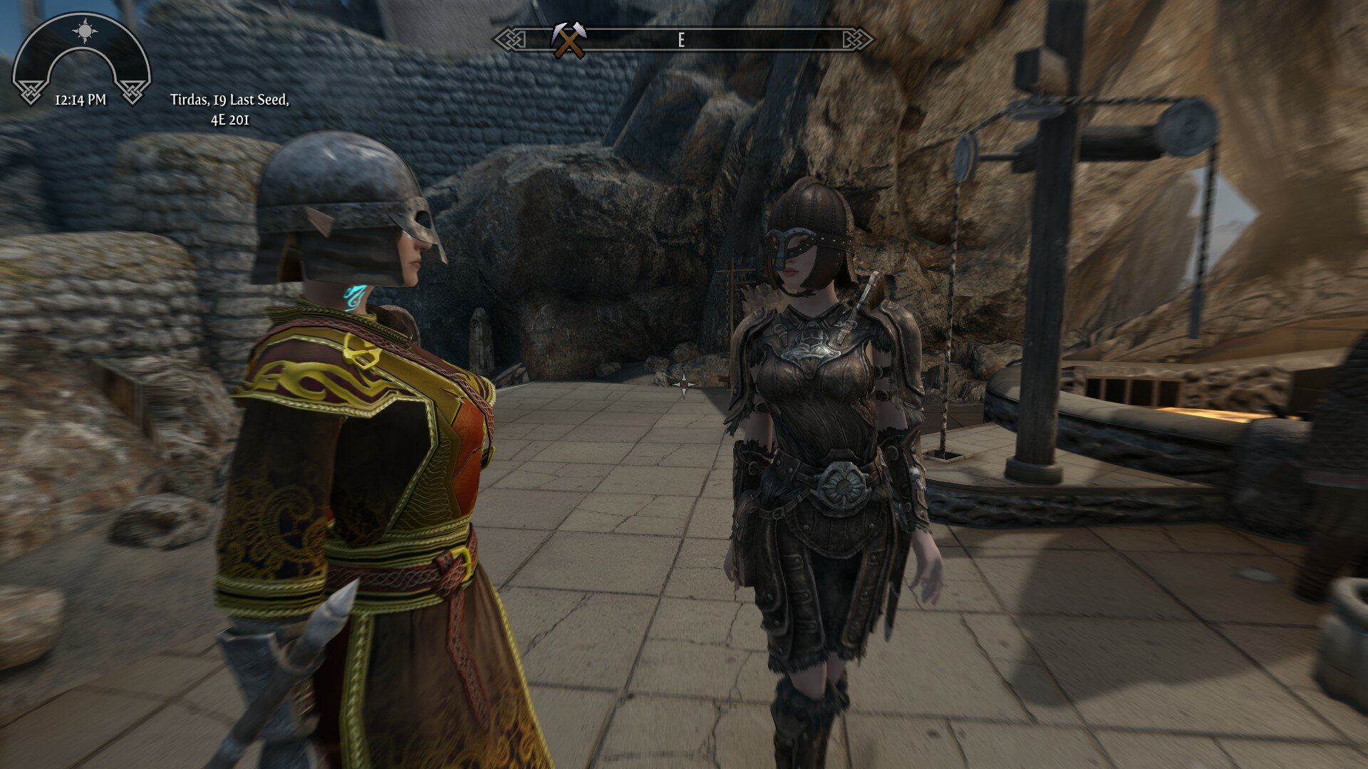 My character and Sofia. Note modded helmets, but vanilla iron armour