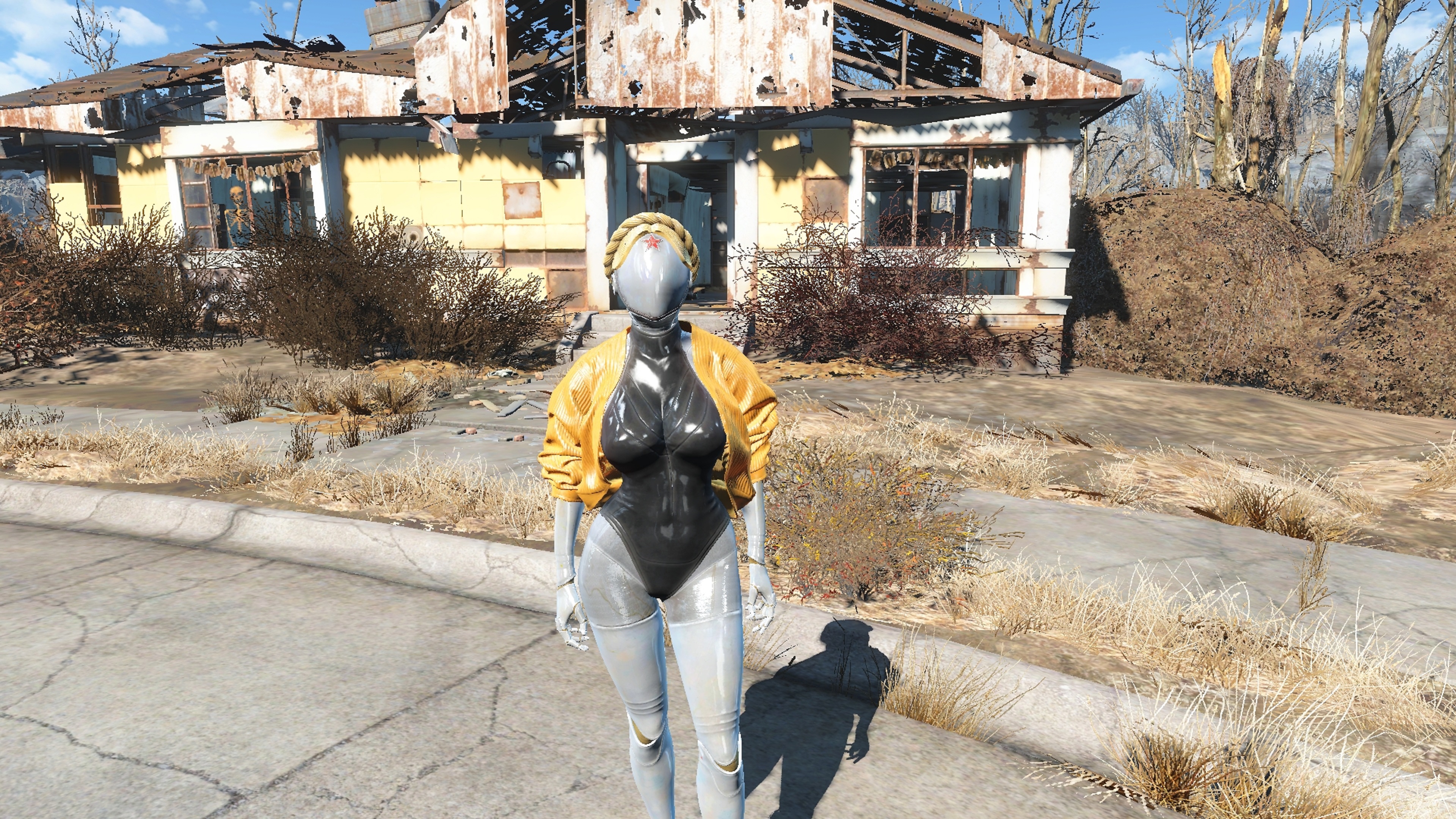 Fo4] Meet Catherine, my badass raider roleplay. No impractical skimpy  outfits here. just badass. Mods used for appearance, Ellie's Outfits, Lots  of Female Hairstyles, and Viper's Warpaint. For the roleplay itself, I'm