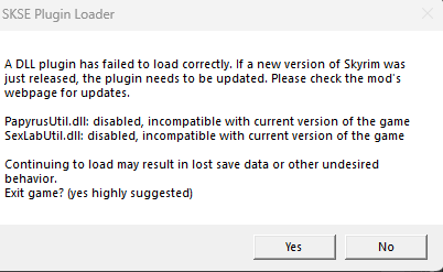 Sexlab utility error - Skyrim Technical Support - LoversLab